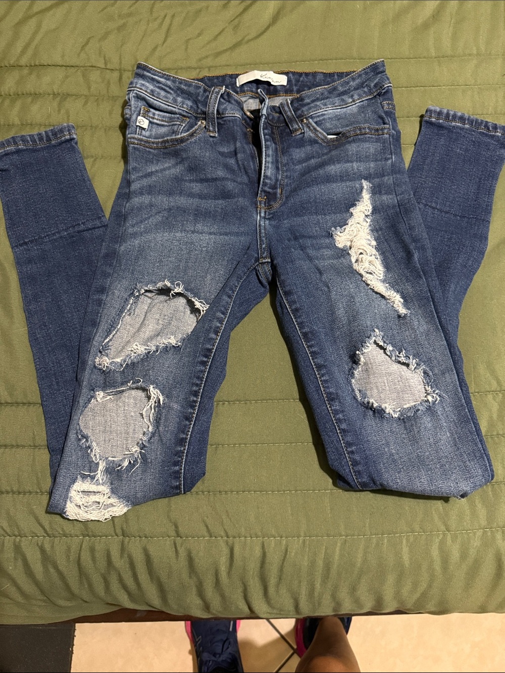KanCan Distressed Medium Blue Skinny Jeans